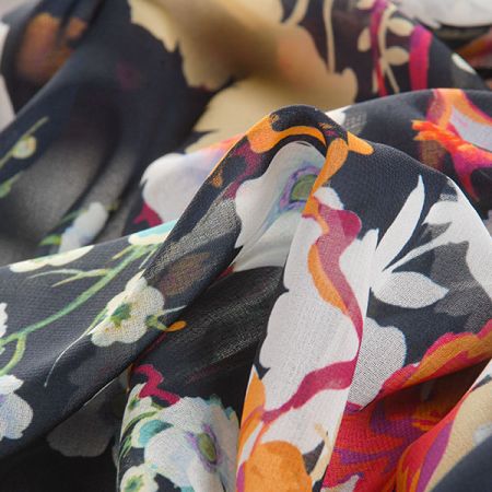 Žoržet variace kimono style pnoucích květů/modrá