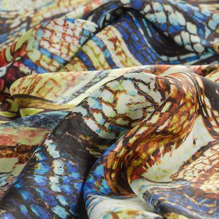 Satén jemný imitace hedvábí mozaika tm.modrá