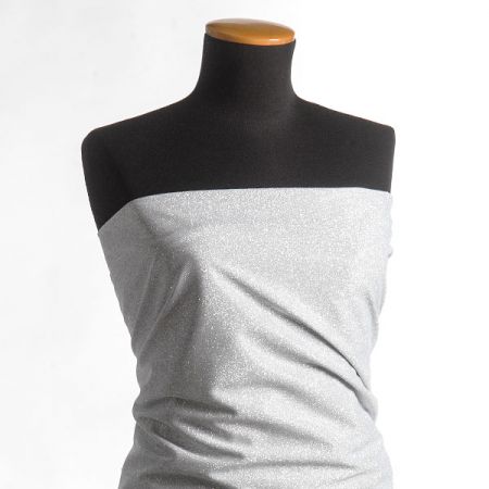 Lamé pletenina lepené flitry stříbrné