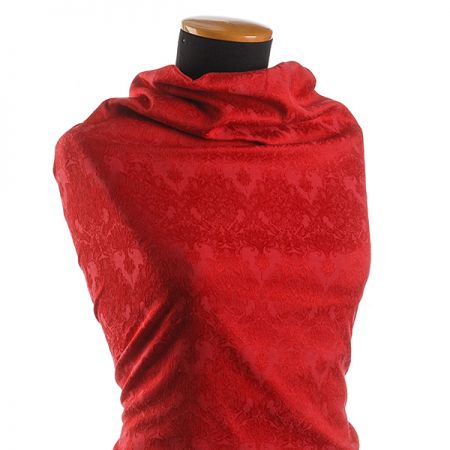 Brokát bavlna směs květy/ornamenty červená