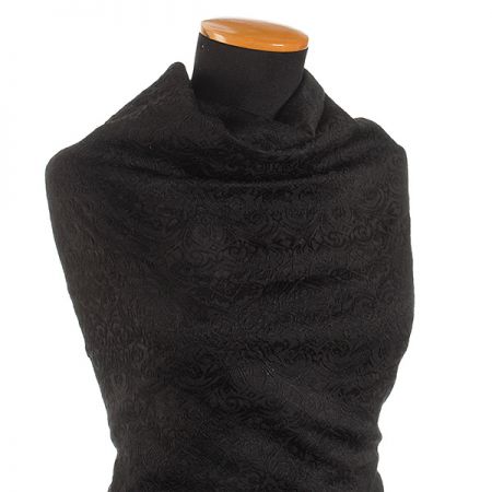 Žakárová pružná látka romantický vzor černá