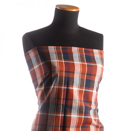 Vlněná kostýmovka vzor velké kostky hnědomodrá