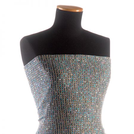 Kostýmová látka imitace ručně tkaná tyrkysová