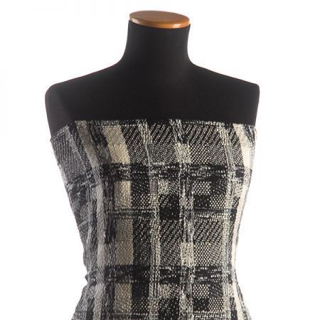 Kostýmová látka imitace ručně tkaná černobílá 