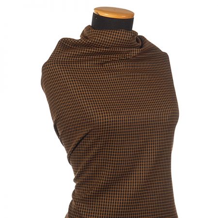 Látka na kostým vzor kostky světle/tmavě hnědá