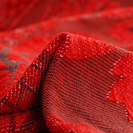 Replika historické tkaniny Rokoko červenočerná