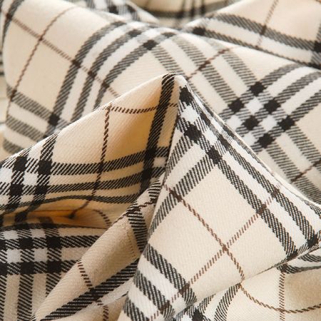 Kostýmová látka vzor kostky tartan smetanová