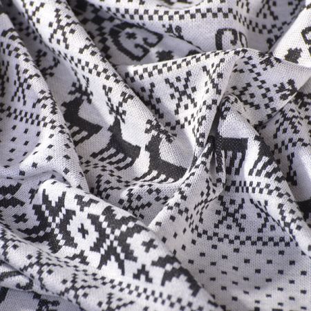 Úplet vzor jelen/hvězdy černobílý