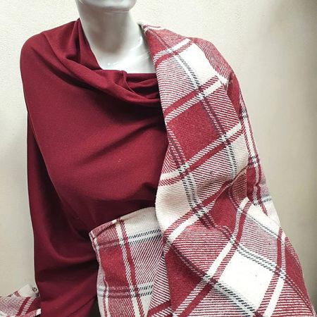 Flanel vzor káro kostka vínová