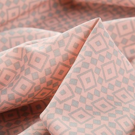 Krepdešín imitace hedvábí geometrický vzor