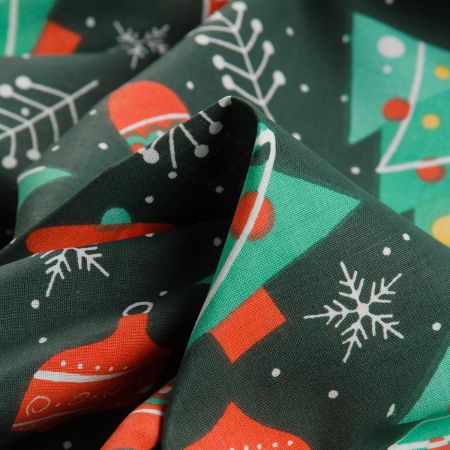 DÁREK - Látka vánoční vzor stromečky 50x160 cm