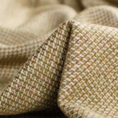 Kostýmová látka vlna směs zelená/smetanová