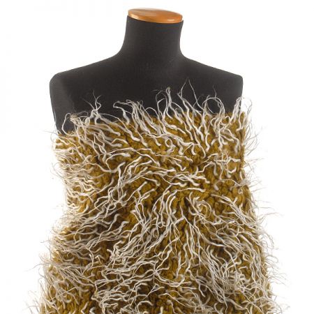 Imitace zvířecí srsti kašmírské kozy zelená/bílá