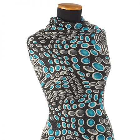 Středně silný úplet tisk geometrický motiv puntíky/ovál