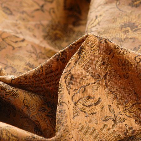 Hedvábný brokát šanžán pastel hnědý/okrový
