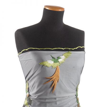 Krajka výšivka na tylu fénix zelená