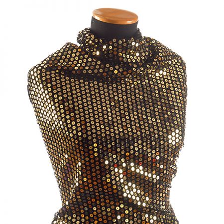 Flitrová sametová látka zlatá/černá