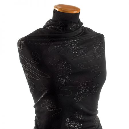 Úplet lepené třpytky a korálky černý