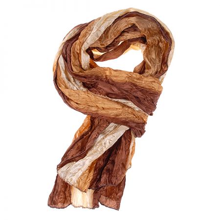 Jemná šála hedvábí/bavlna batika hnědý melír