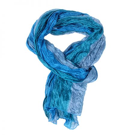 Jemná šála hedvábí/bavlna batika modrý/tyrkysový melír