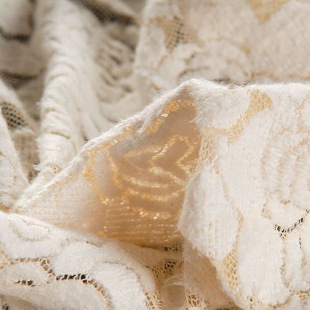 Pružná krajka jemná květinový vzor béžová