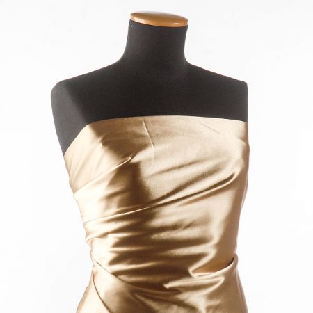 Satén taft pružný zlatohnědý