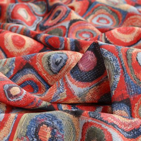 Žoržetová pletenina motiv kruhy/čtverce černá