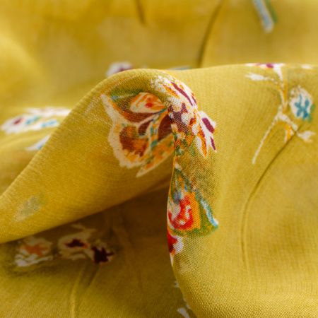 Šifon viskozový květinový vzor sv.zelený