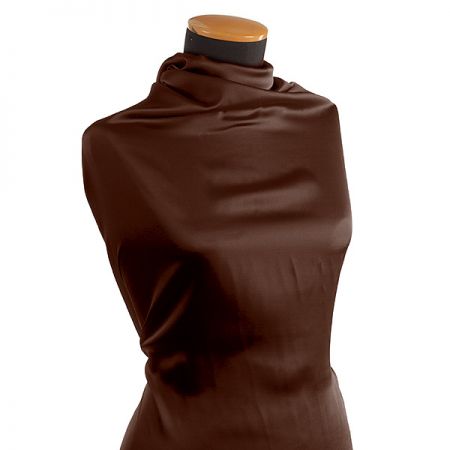 Pružný satén hladký hnědý matný