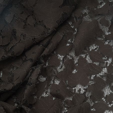 Krajka na tylu s květy zelenohnědá