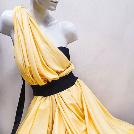 Viskozová šatová látka pastel žlutá
