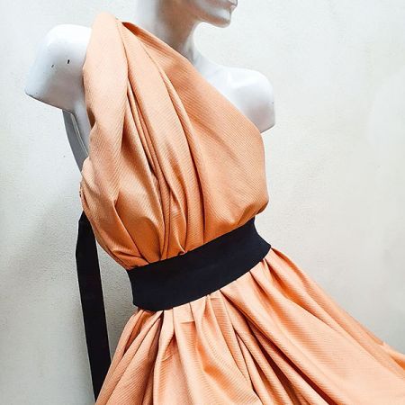 Viskoza len šatová látka pastel broskvová