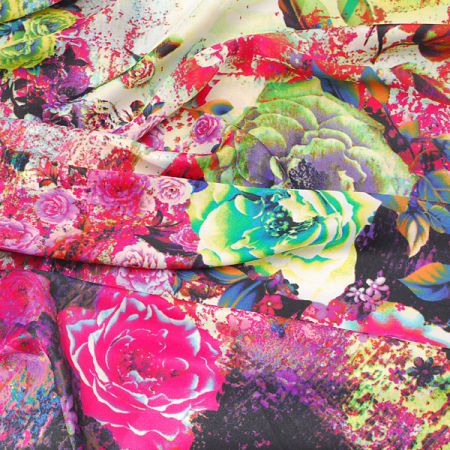 Satén vzor růže a fantazie barev