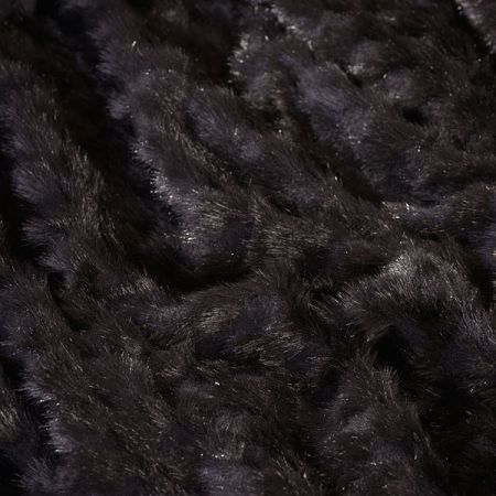 Pletenina s imitací kožešiny vzor kostky černá