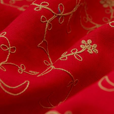 Len vyšívaný červený/režná výšivka