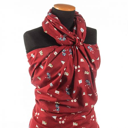 Bavlněná látka vzor praporky/květy červená