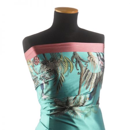 Satén originální tisk Marlen tyrkysový-bordura