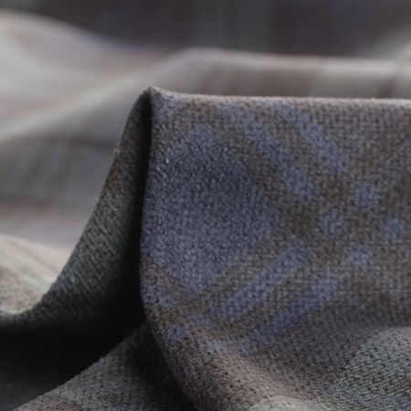 Potahová žinylková látka tisk šedomodrý tartan