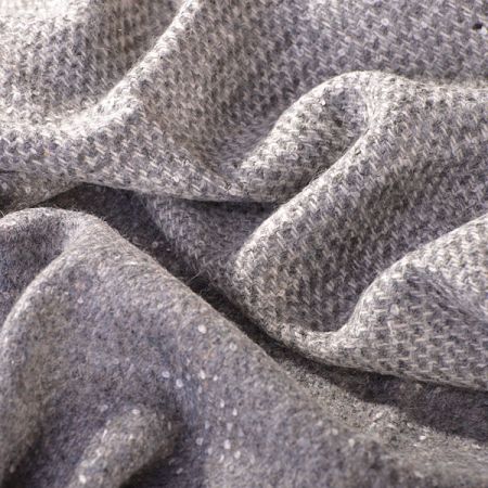 Tweedová látka na kabát oboustranná šedobílá