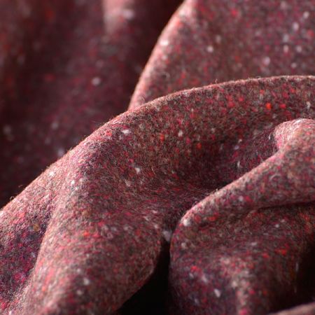 Tweed látka na kabát vínová