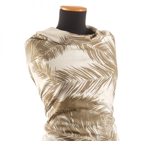 Lněná látka tisk motiv listů