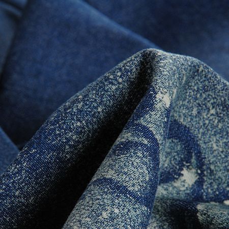 Riflovina pružná tisk ornamentu modrá II.jakost