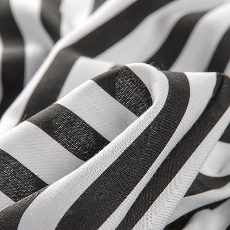 Bavlněné plátno tisk černobílé proužky 