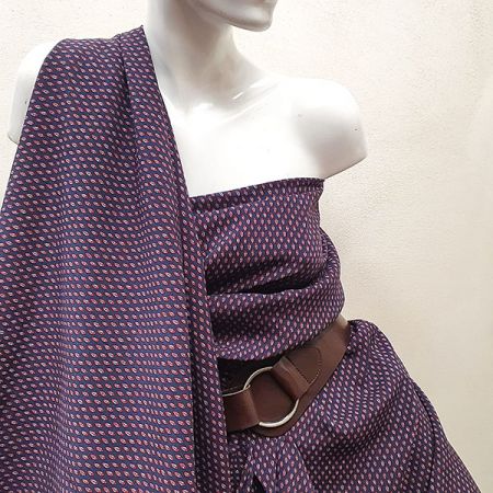 Viskozová šatová látka drobný vzor modrá