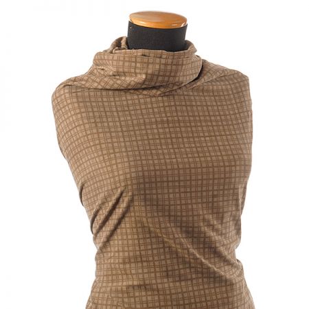 Manšestr nepružný káro hnědobéžový