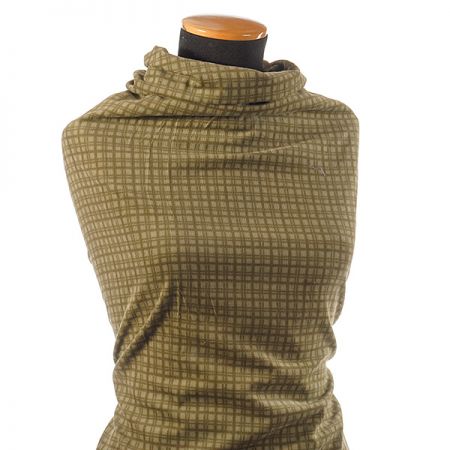 Manšestr nepružný káro olivově zelený