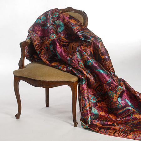 Žakárová dekorační látka Art deco Volavky fialová