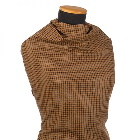 Látka na kostým vzor malé kostky světlá/tmavá hnědá