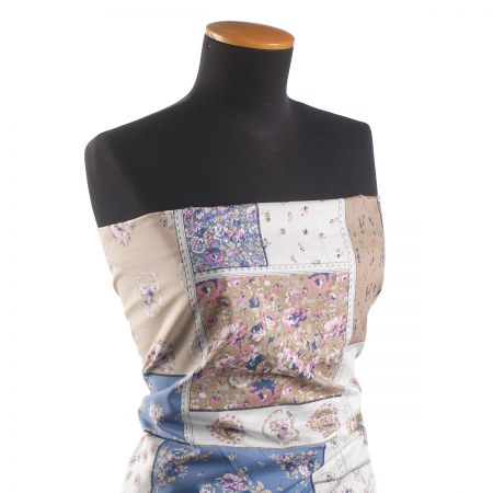 Bavlněná šatová látka květinový patchwork