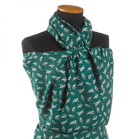 Látka na šaty motiv kloboučků zelená